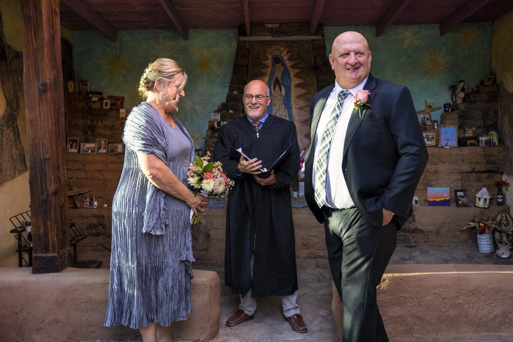 Wedding Couple with Officiant ΓÇö DeGrazia Gallery in the Sun, Tucson, Arizona